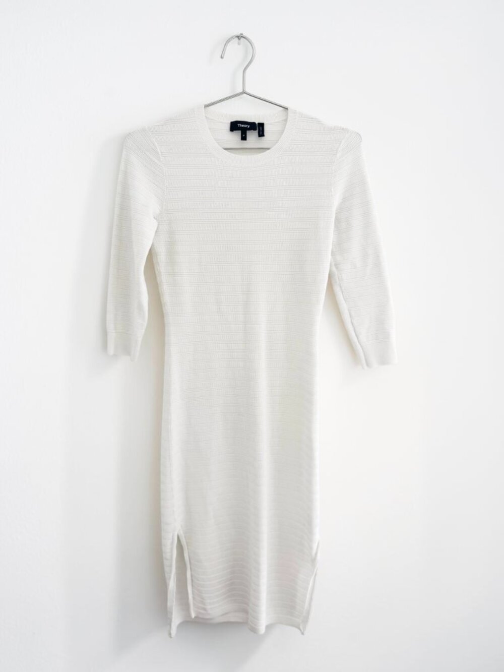 Theory White Ribbed Sheath Dress Size P - Minimalist, Quiet Luxury, Preppy